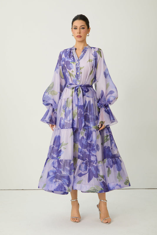 Purple Rowan Floral Tiered Maxi Dress