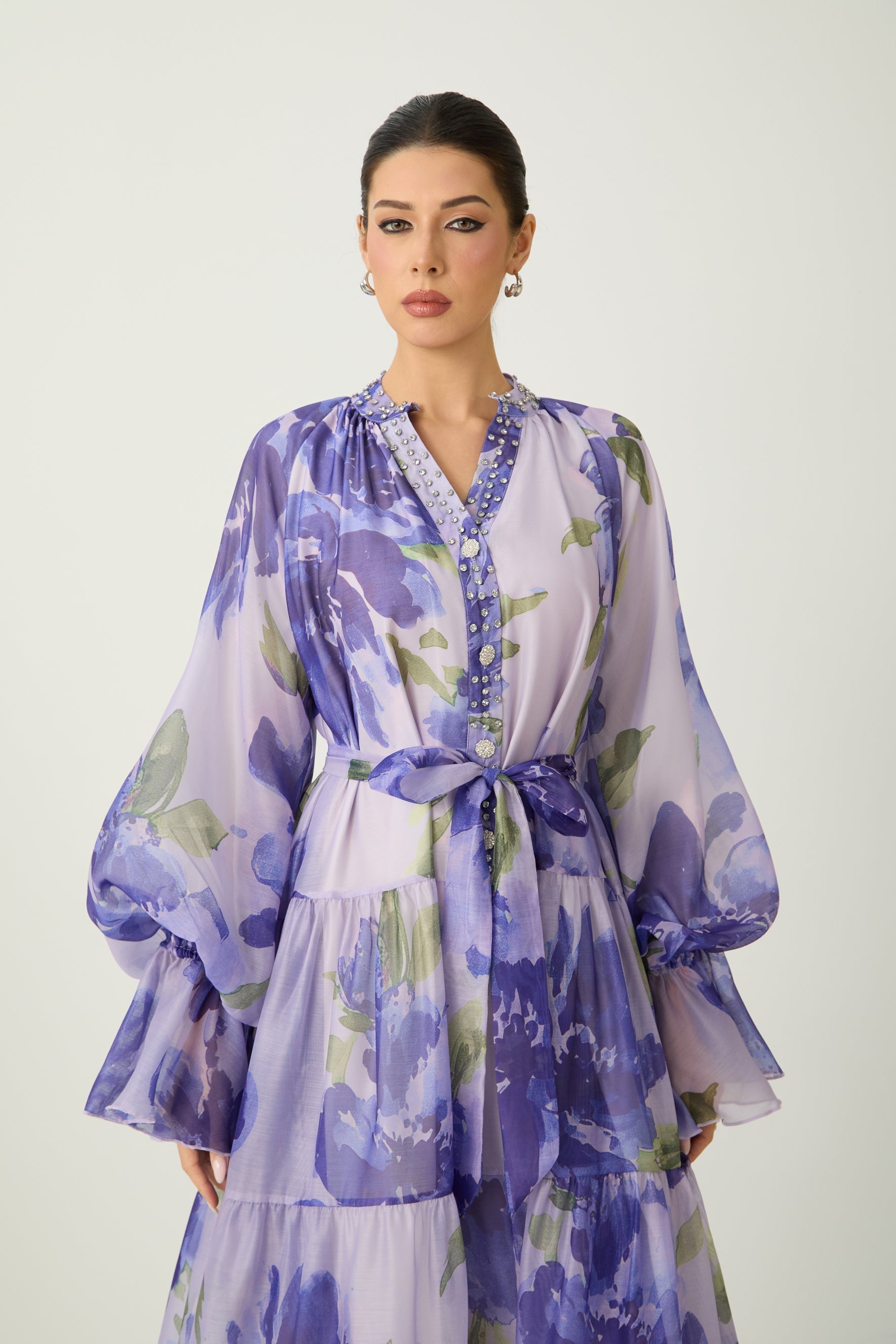 Purple Rowan Floral Tiered Maxi Dress