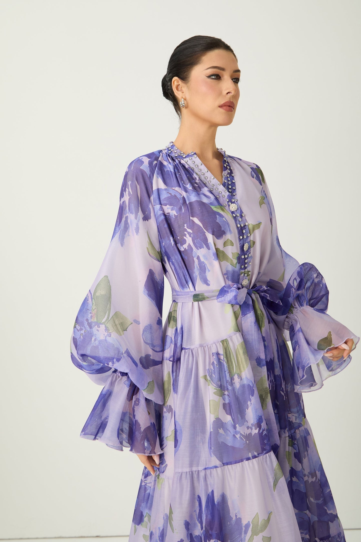 Purple Rowan Floral Tiered Maxi Dress