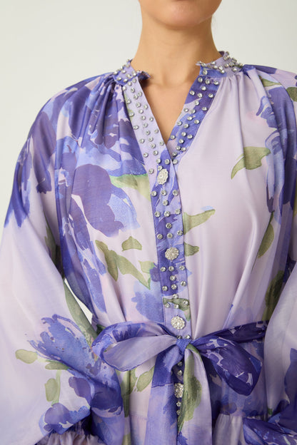 Purple Rowan Floral Tiered Maxi Dress