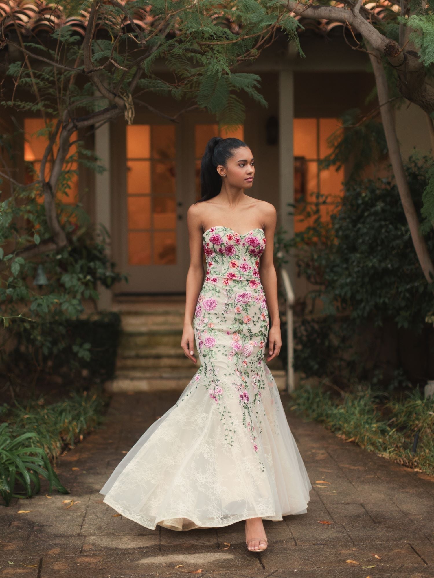 Pink Multi Arabella Embroidered Mermaid Gown