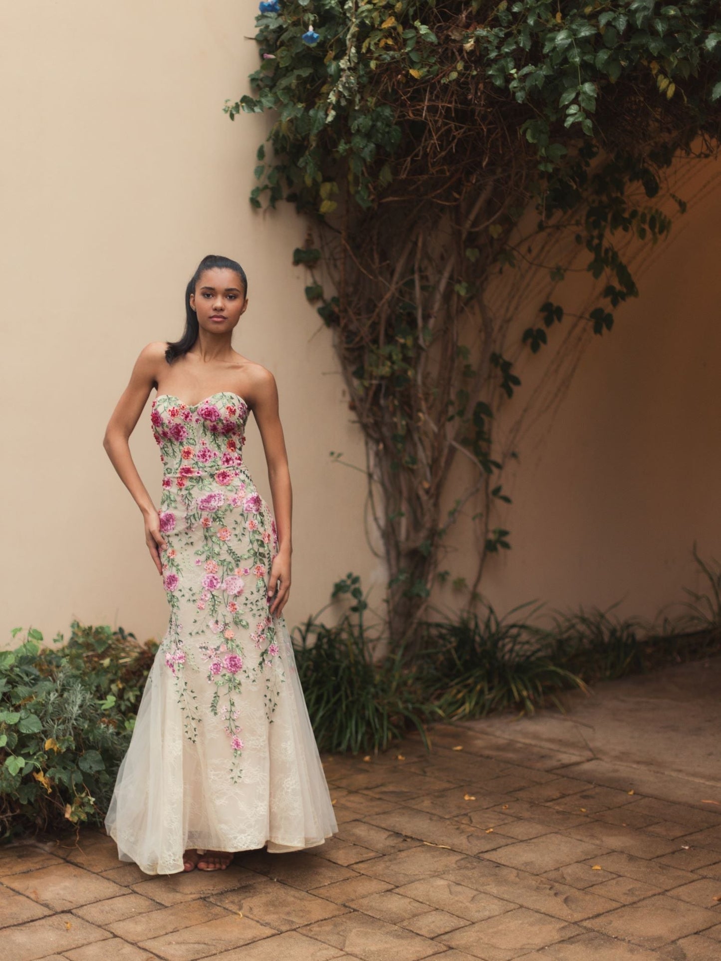 Pink Multi Arabella Embroidered Mermaid Gown