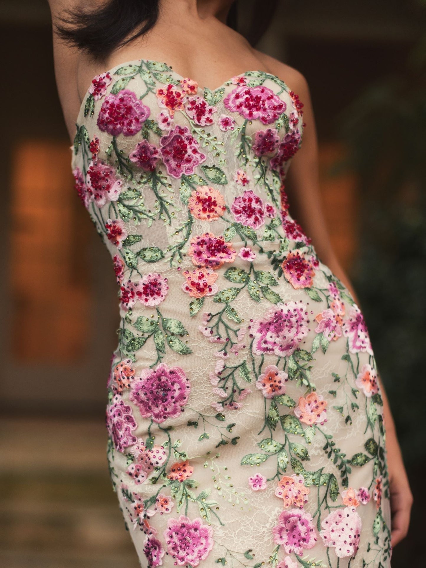 Pink Multi Arabella Embroidered Mermaid Gown
