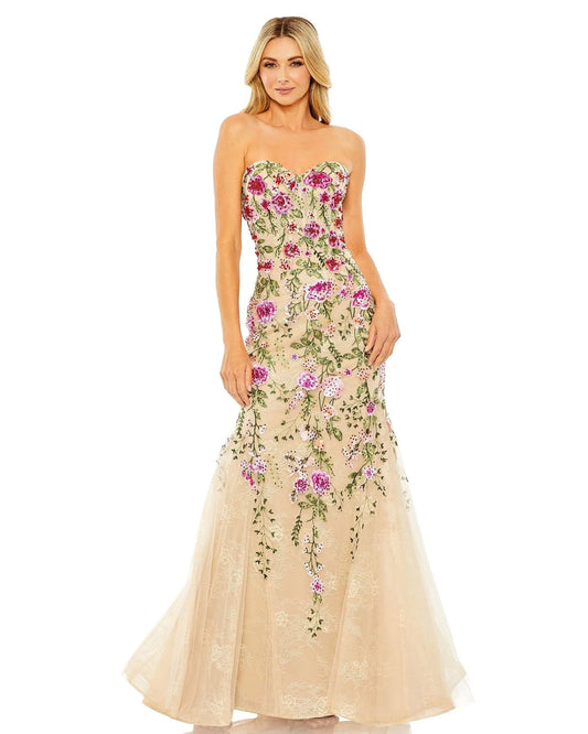 Pink Multi Arabella Embroidered Mermaid Gown