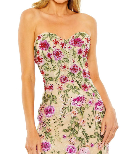 Pink Multi Arabella Embroidered Mermaid Gown