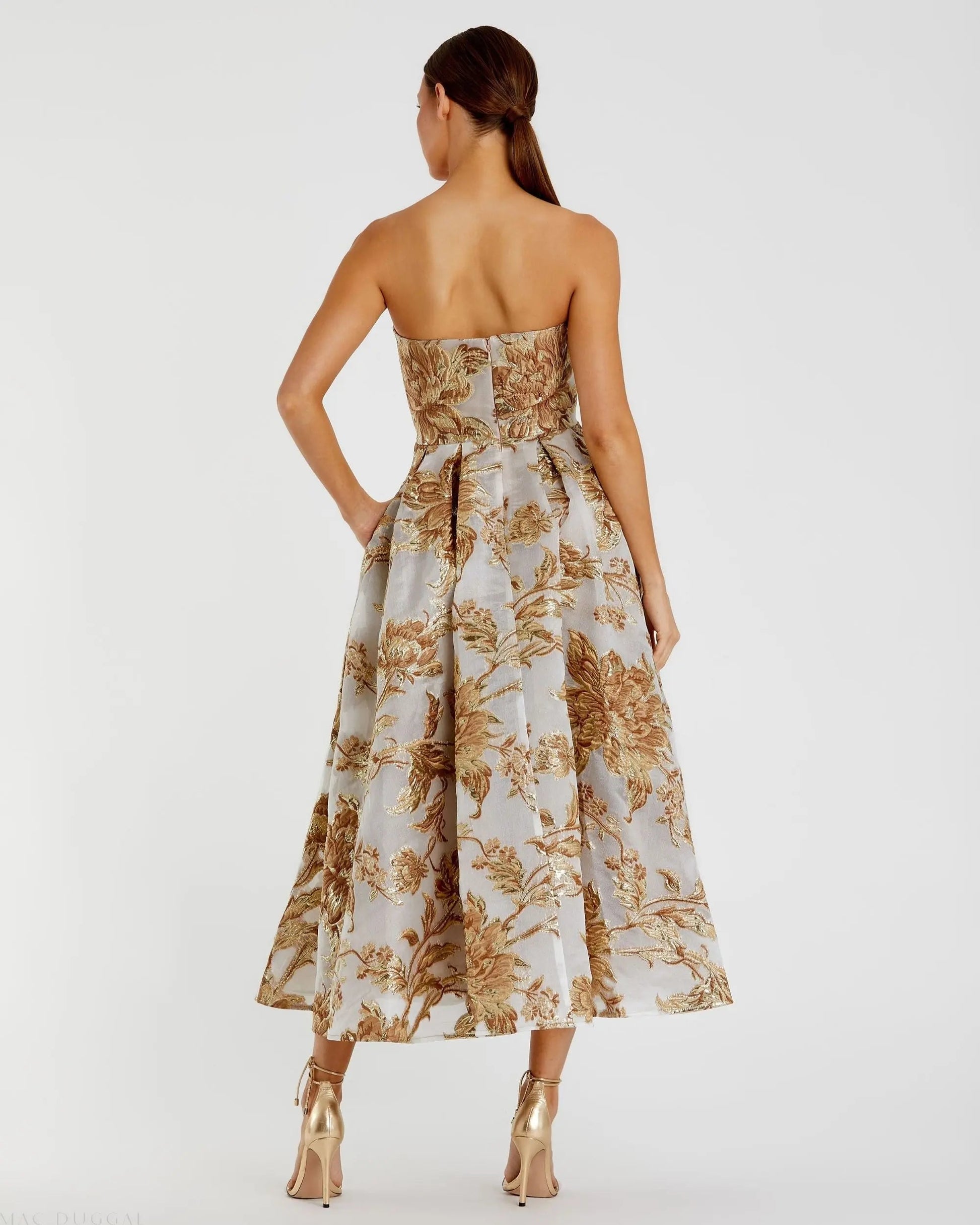 Bronze Margot Brocade Midi Dress