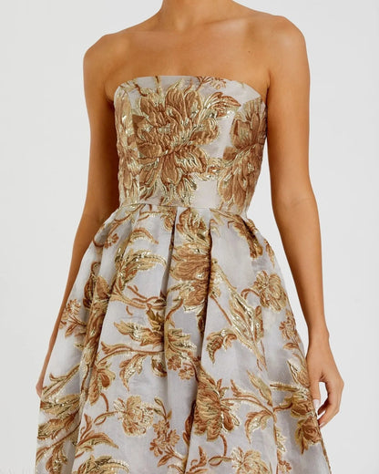 Bronze Margot Brocade Midi Dress