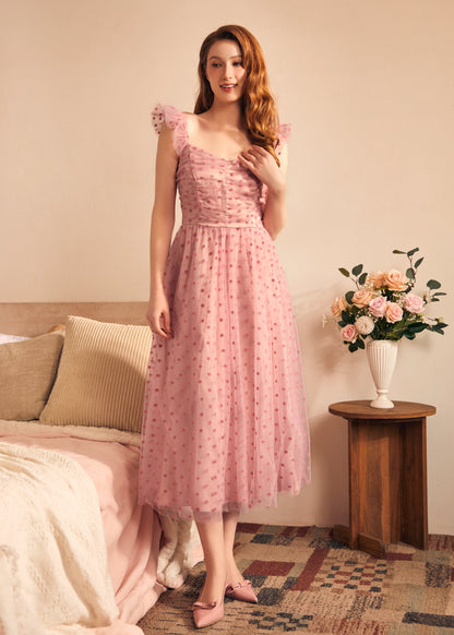 Pretty in Pink Margot Flutter Fit & Flare Dress