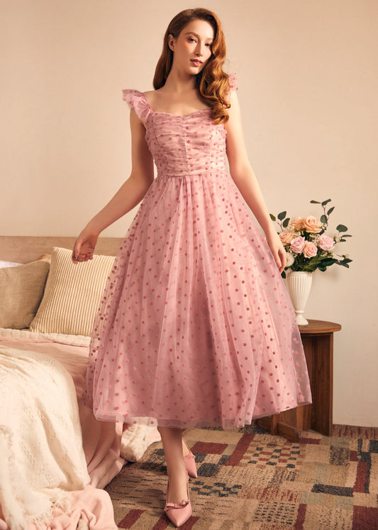 Pretty in Pink Margot Flutter Fit & Flare Dress