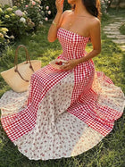Margot Patchwork Strapless Maxi Dress