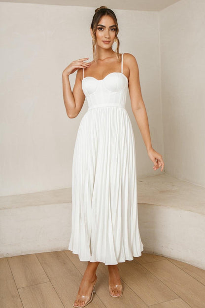 White Valentina Emerald Silk Dress