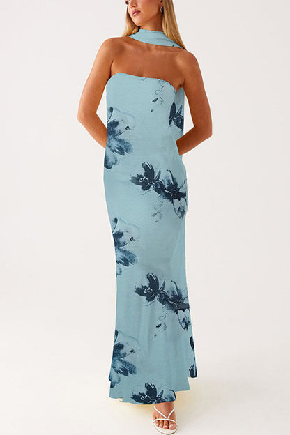 Blue Margot Floral Bodycon Maxi Dress