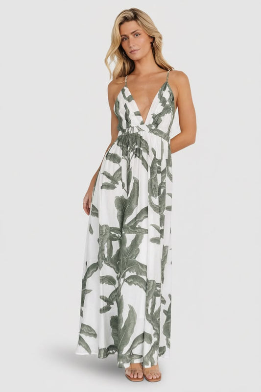 Miramar Green Print Maxi Dress