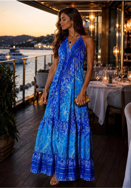 Clara Silk Midi Dress in Gold