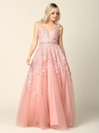 Long Formal Sleeveless Prom Ball Gown - Ice Blue / M