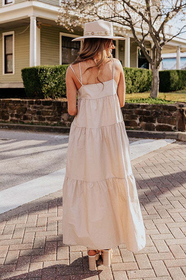 Iced Latte Margot Poplin Tiered Maxi Dress