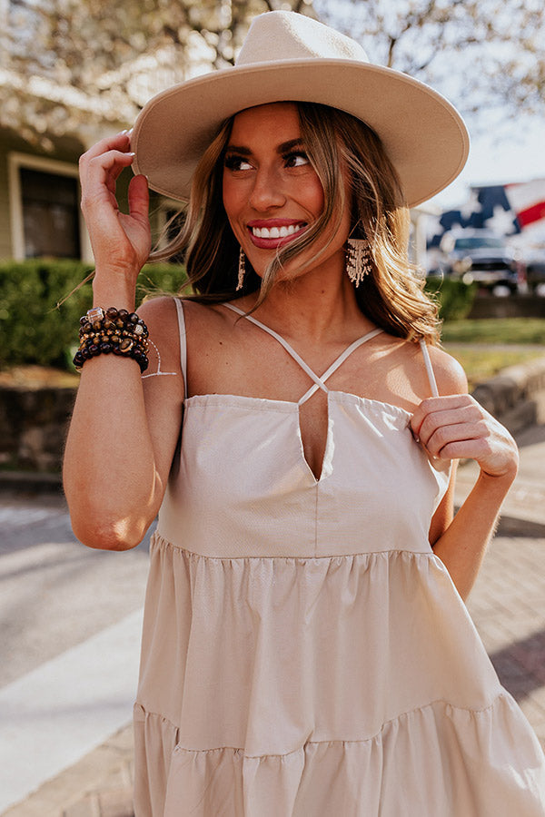 Iced Latte Margot Poplin Tiered Maxi Dress