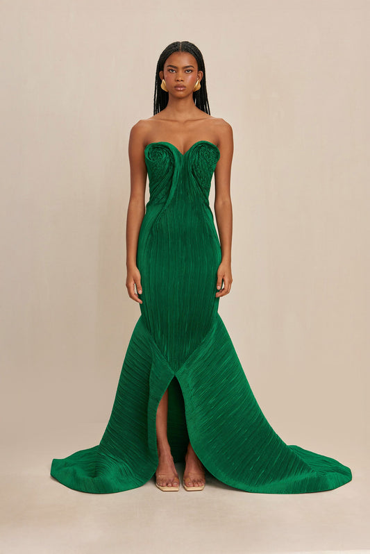 MALACHITE Tahirae Silk Charmeuse Gown