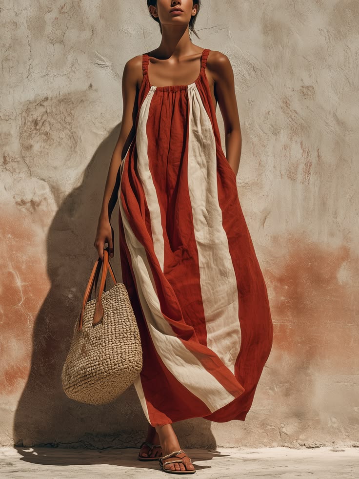 Margot Striped Linen Maxi Dress