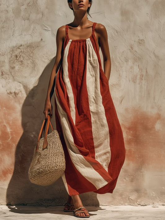 Margot Striped Linen Maxi Dress
