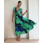 Margot Abstract Pleated Maxi Dress