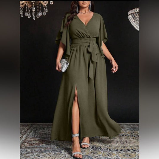 Elegant Olive Green Maxi Dress | Color: Green | Size: Various