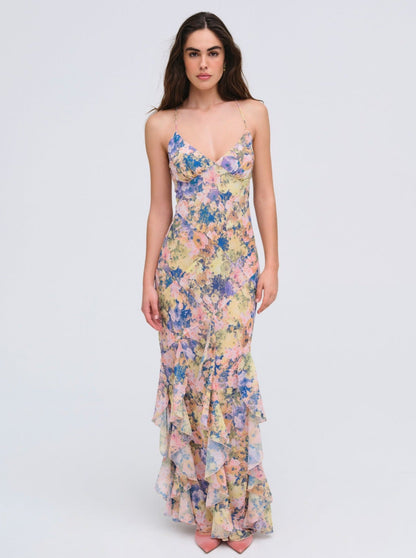 Elea Pink Silk Maxi Dress