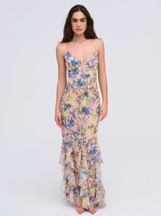 Elea Pink Silk Maxi Dress