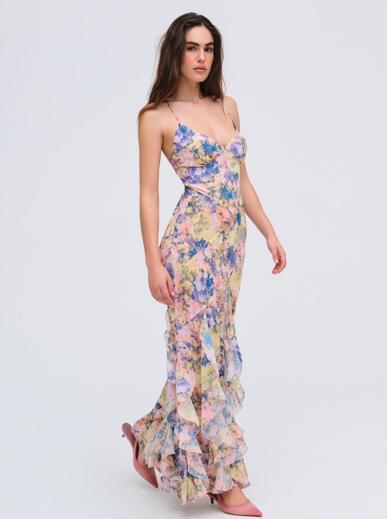 Elea Pink Silk Maxi Dress