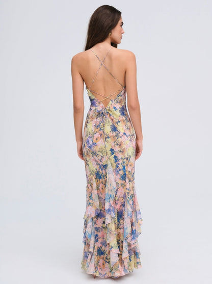 Elea Pink Silk Maxi Dress