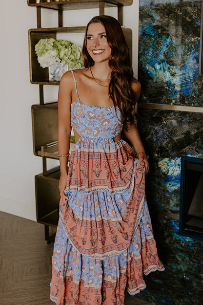 Sky Blue Margot Tiered Maxi Dress in Primrose Yellow