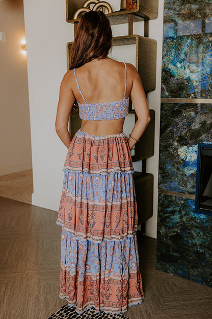 Sky Blue Margot Tiered Maxi Dress in Primrose Yellow