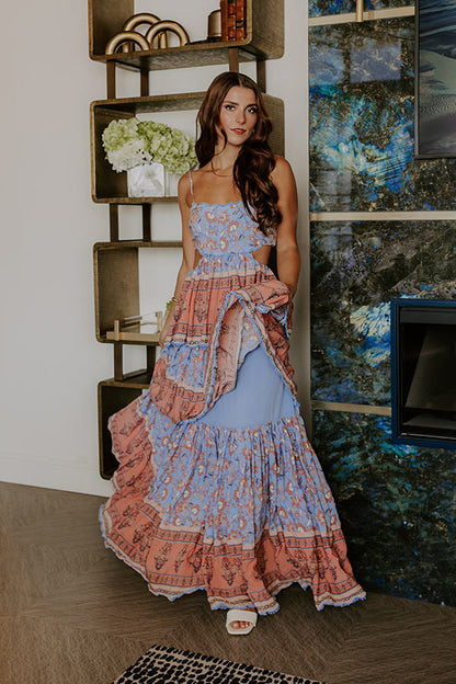 Sky Blue Margot Tiered Maxi Dress in Primrose Yellow