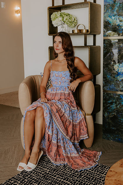 Sky Blue Margot Tiered Maxi Dress in Primrose Yellow