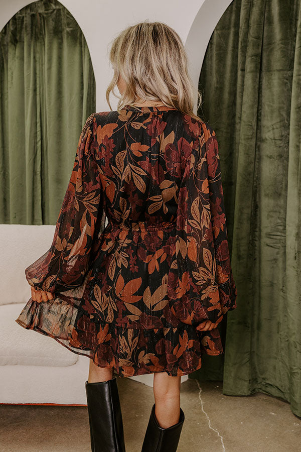 Black Margot Floral Mini Dress in Red