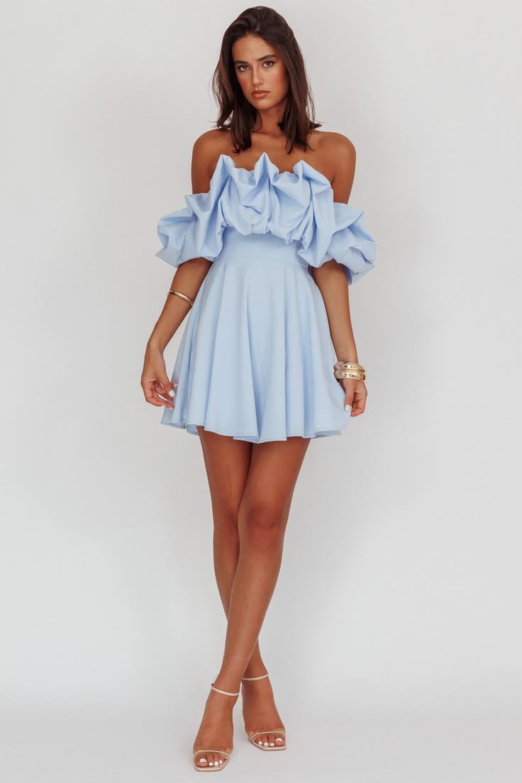 Kailynn Off-Shoulder A-Line Mini Dress Blue - XS