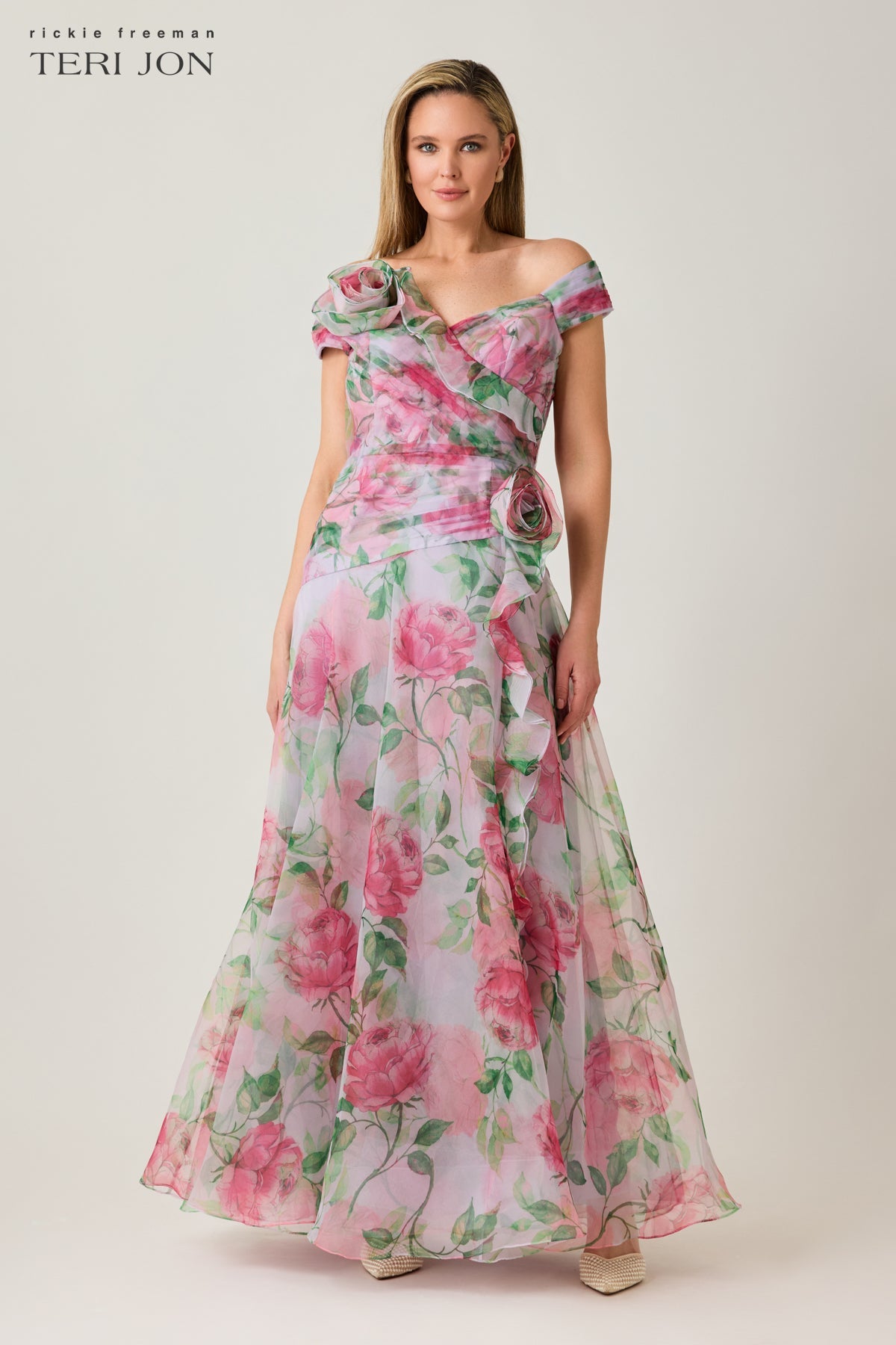 Lavender Multi Celestine Off-Shoulder Organza Gown