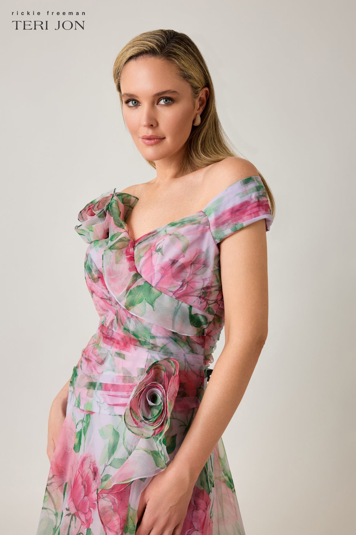 Lavender Multi Celestine Off-Shoulder Organza Gown