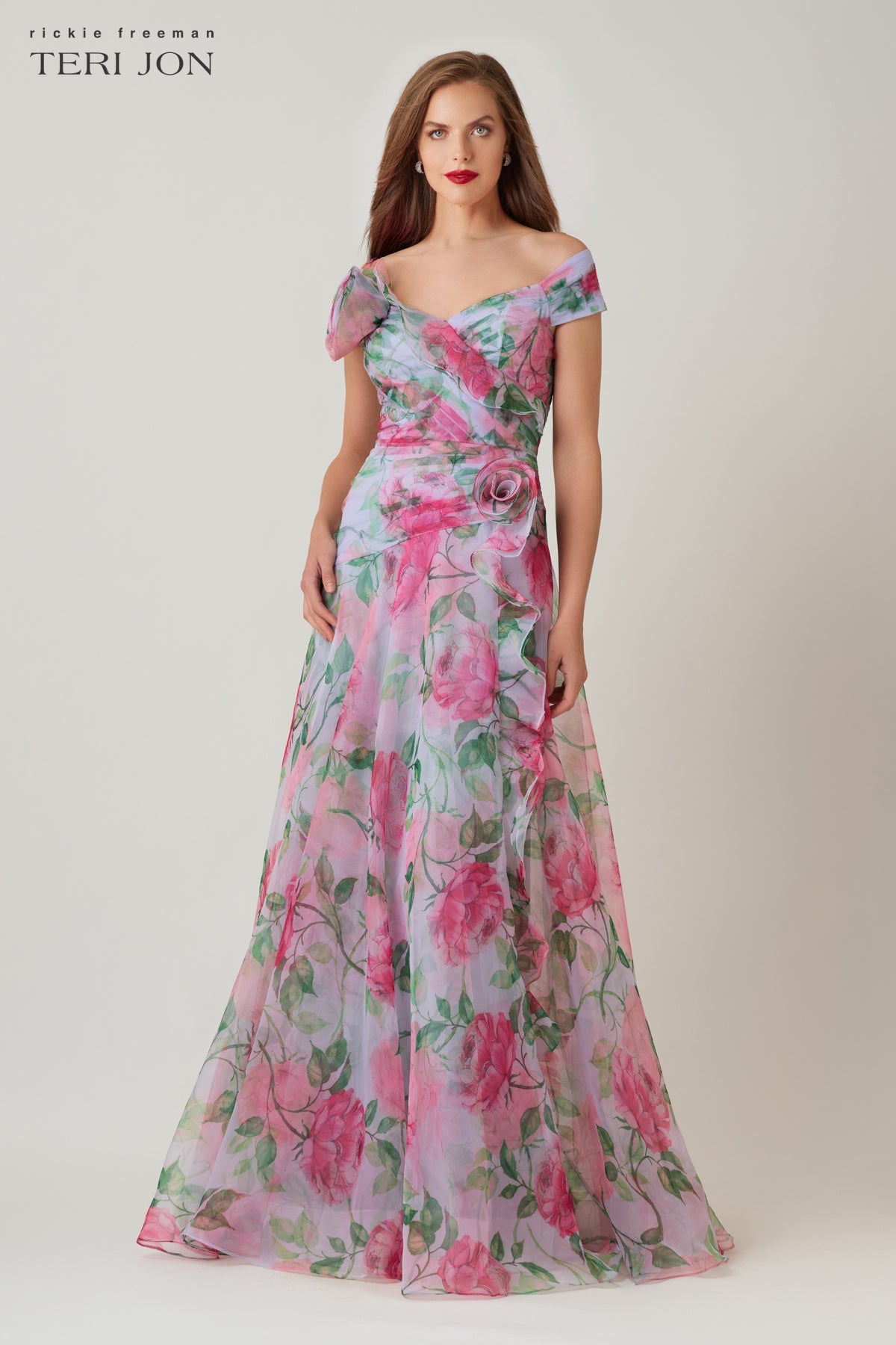 Lavender Multi Celestine Off-Shoulder Organza Gown