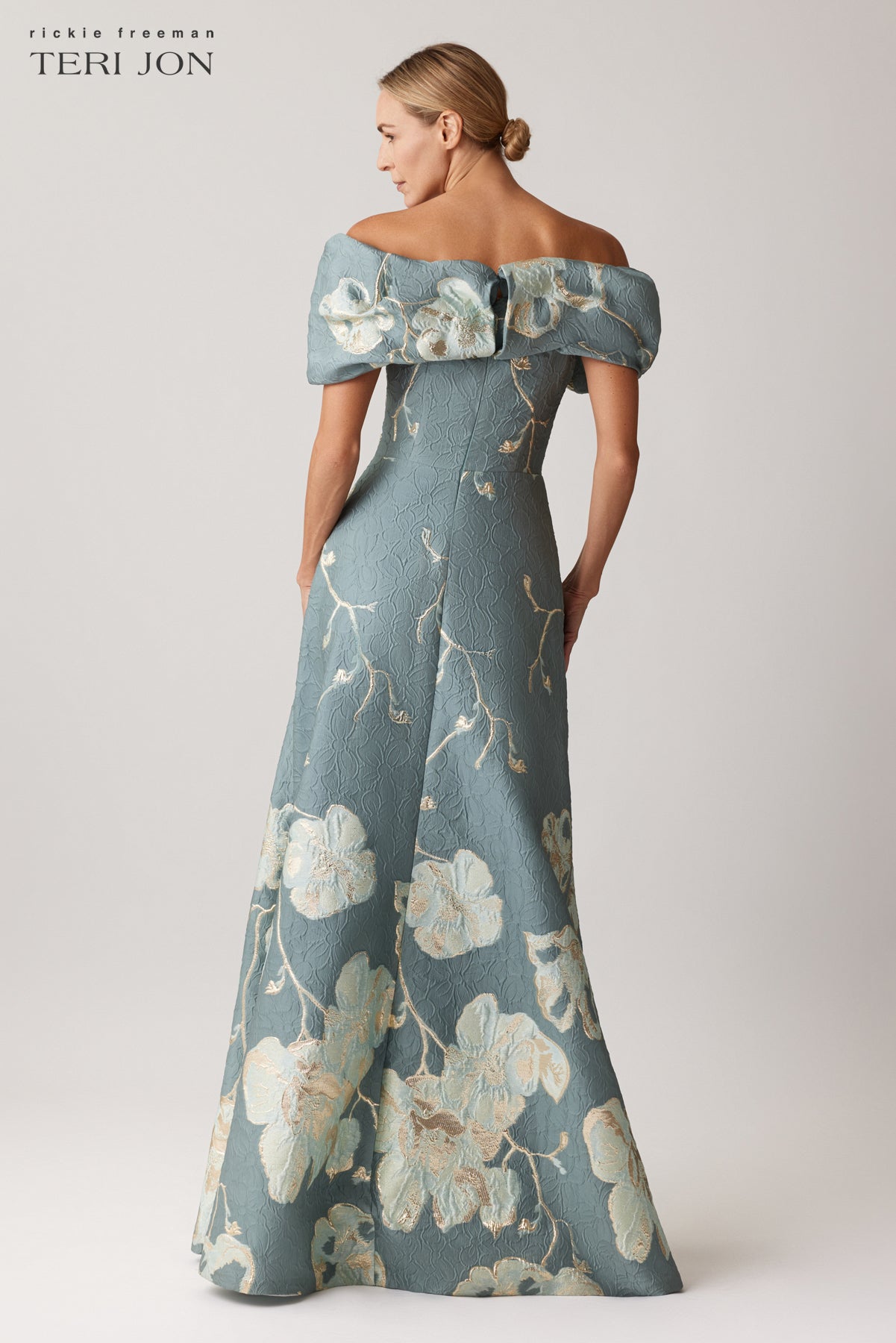 Slate Multi Margot Off-Shoulder Floral Gown