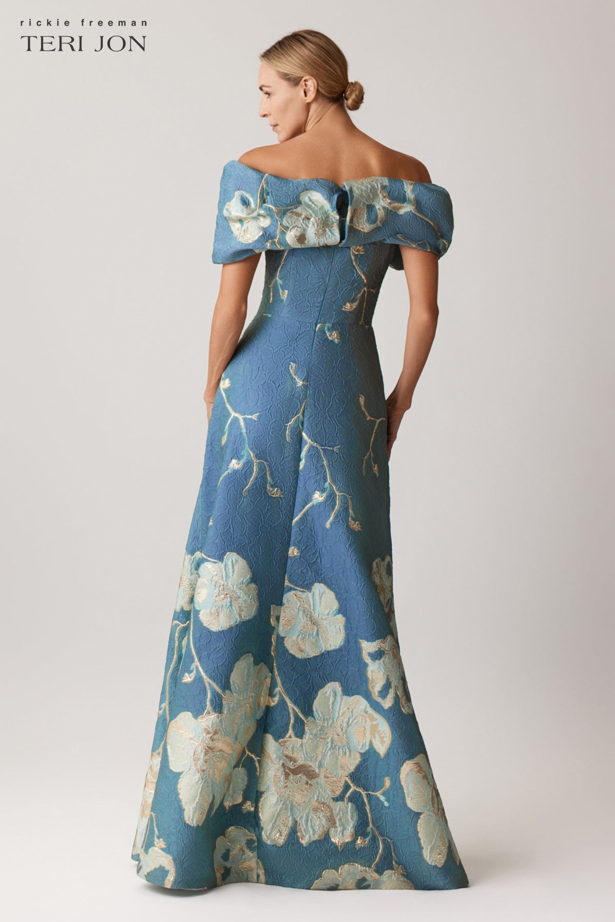 Slate Multi Margot Off-Shoulder Floral Gown