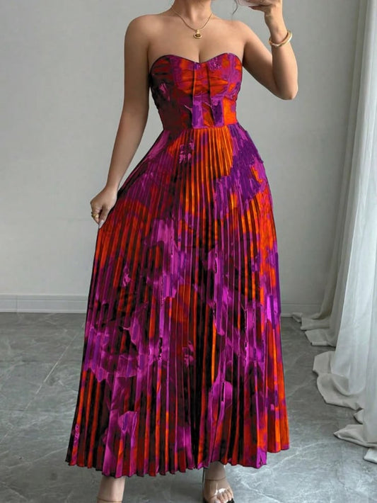 Violet Pleated Bandeau Dress