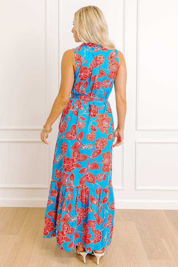 Blue Margot Floral Maxi Dress in Blue