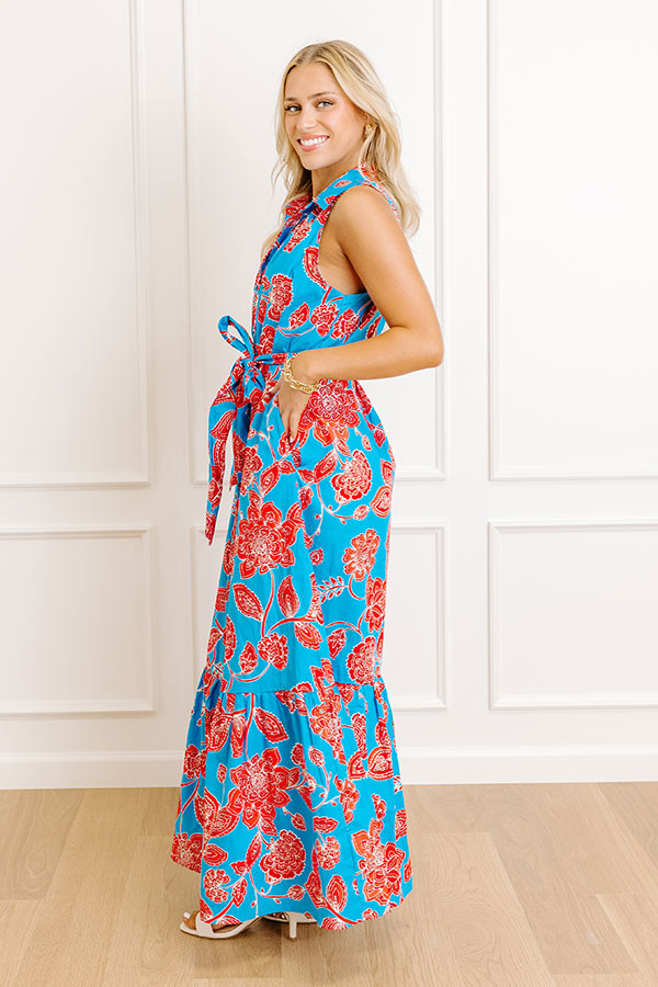 Blue Margot Floral Maxi Dress in Blue