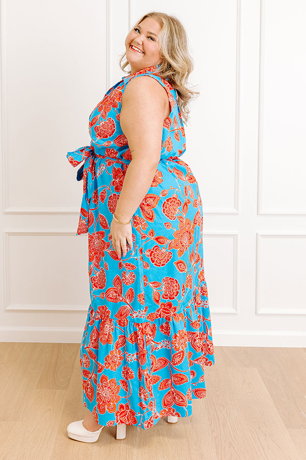Blue Curves Margot Floral Maxi Dress in Blue