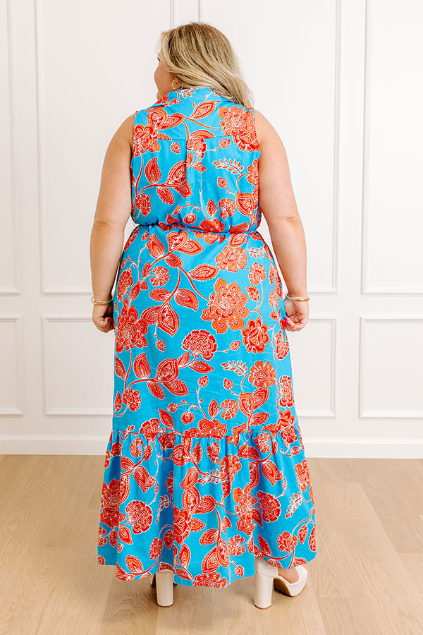 Blue Curves Margot Floral Maxi Dress in Blue