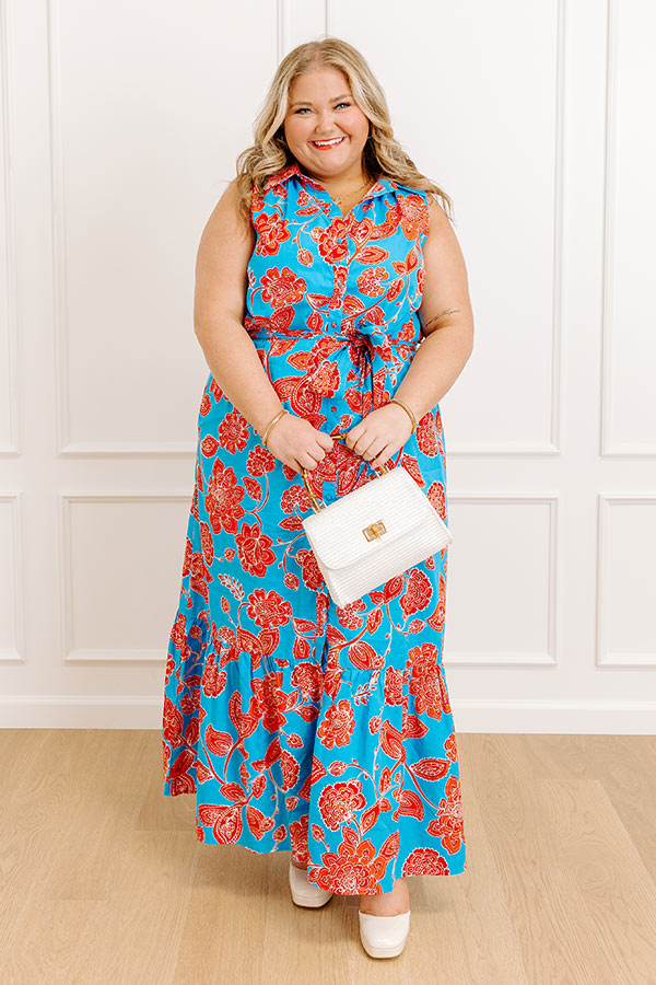 Blue Curves Margot Floral Maxi Dress in Blue
