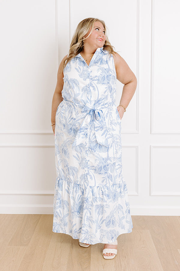 Sky Blue Curves Margot Floral Maxi Dress in Blue
