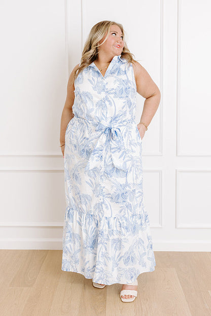 Sky Blue Curves Margot Floral Maxi Dress in Blue