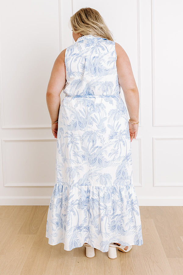 Sky Blue Curves Margot Floral Maxi Dress in Blue